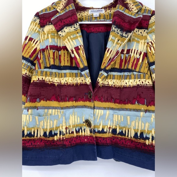 Pendleton Women's Size 14
Blazer Ikat Tribal Multi colored A-line Cotton Blend - Picture 2 of 7